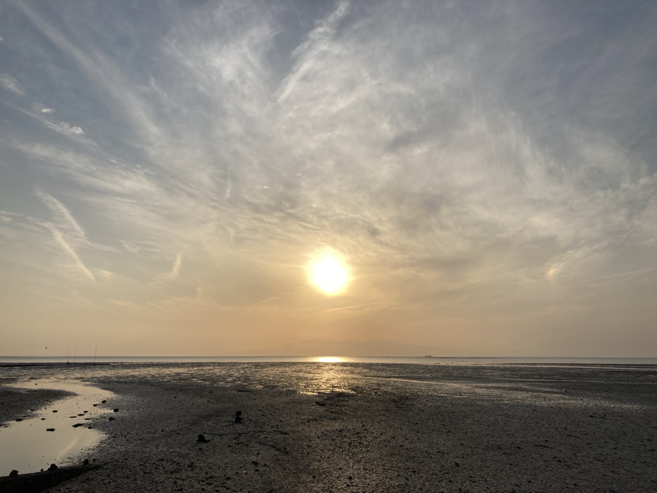 干潟の夕日